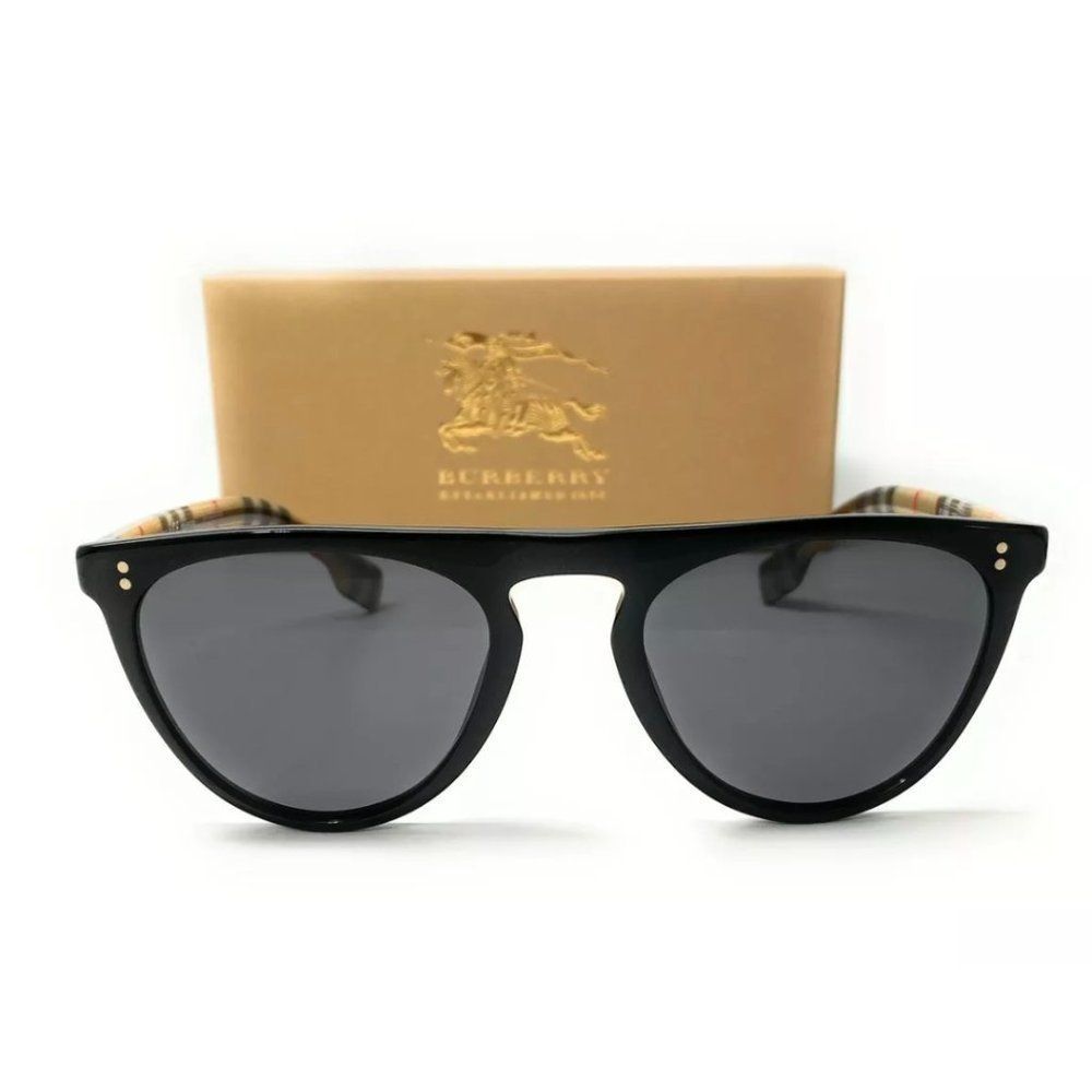 Burberry Men's Black and Grey Polarized Sunglasses
